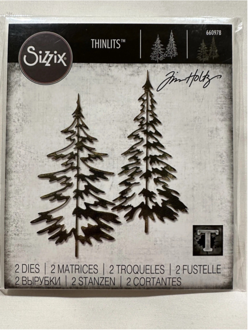 Rare Tim Holtz Sizzix Thinlits Woodlands #660978 Winter Trees Christmas Dies - Picture 1 of 2